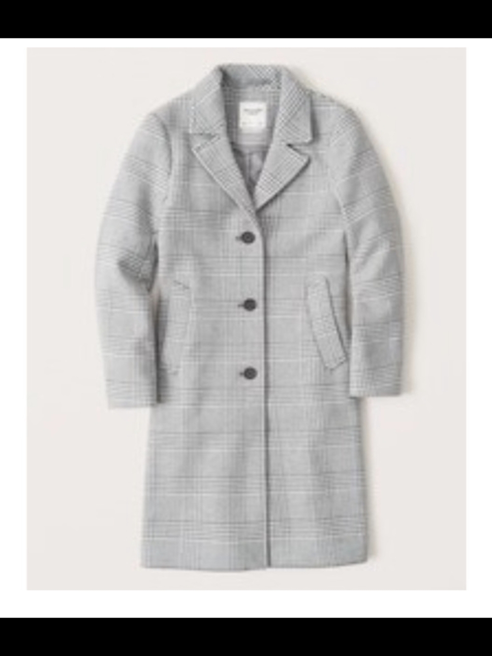 Abercrombie & Fitch Dad Pea Coat Grey Plaid Button Up Wool Blend Small Petite
